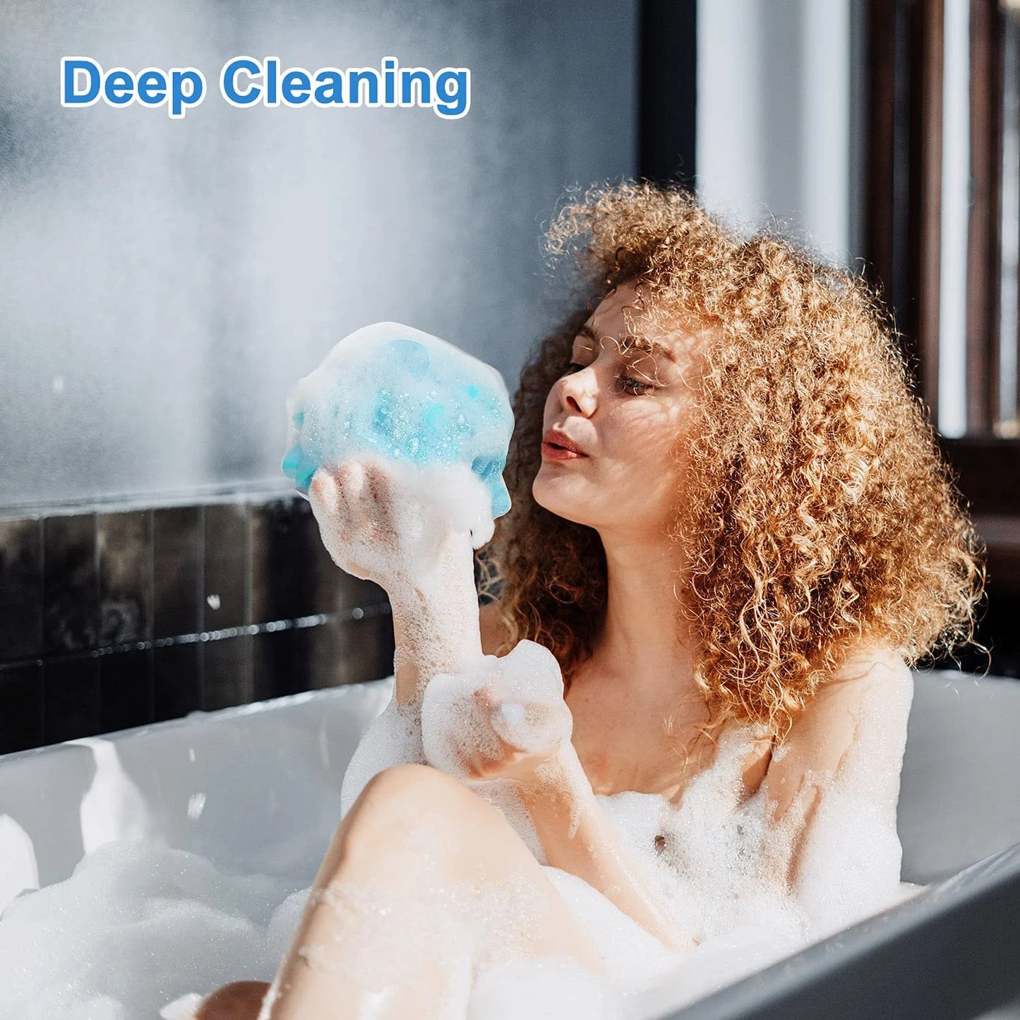 Loofah Exfoliating Bath Sponge – 75G/Pcs Extra Large Shower Puff, Body Poufs, Shower Sponge, Shower Scrunchie Set of 4 Body Scrubbers