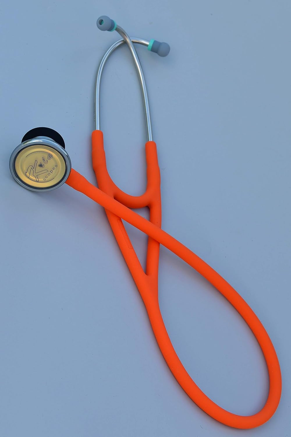 Bell Dual Head Cardiology Stethoscope, Professional Quality, Long Tube, KS-771 Orange