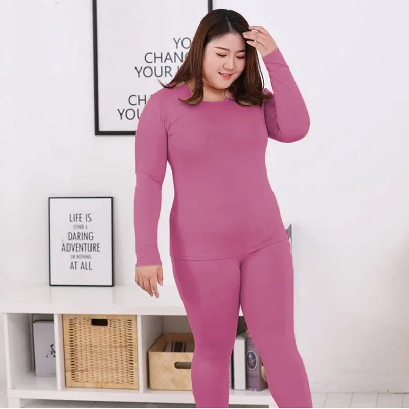 Women'S plus Size Thermal Underwear Set Brush Lining Long Johns Suit Warm Base Layer Underscrubs for Winter