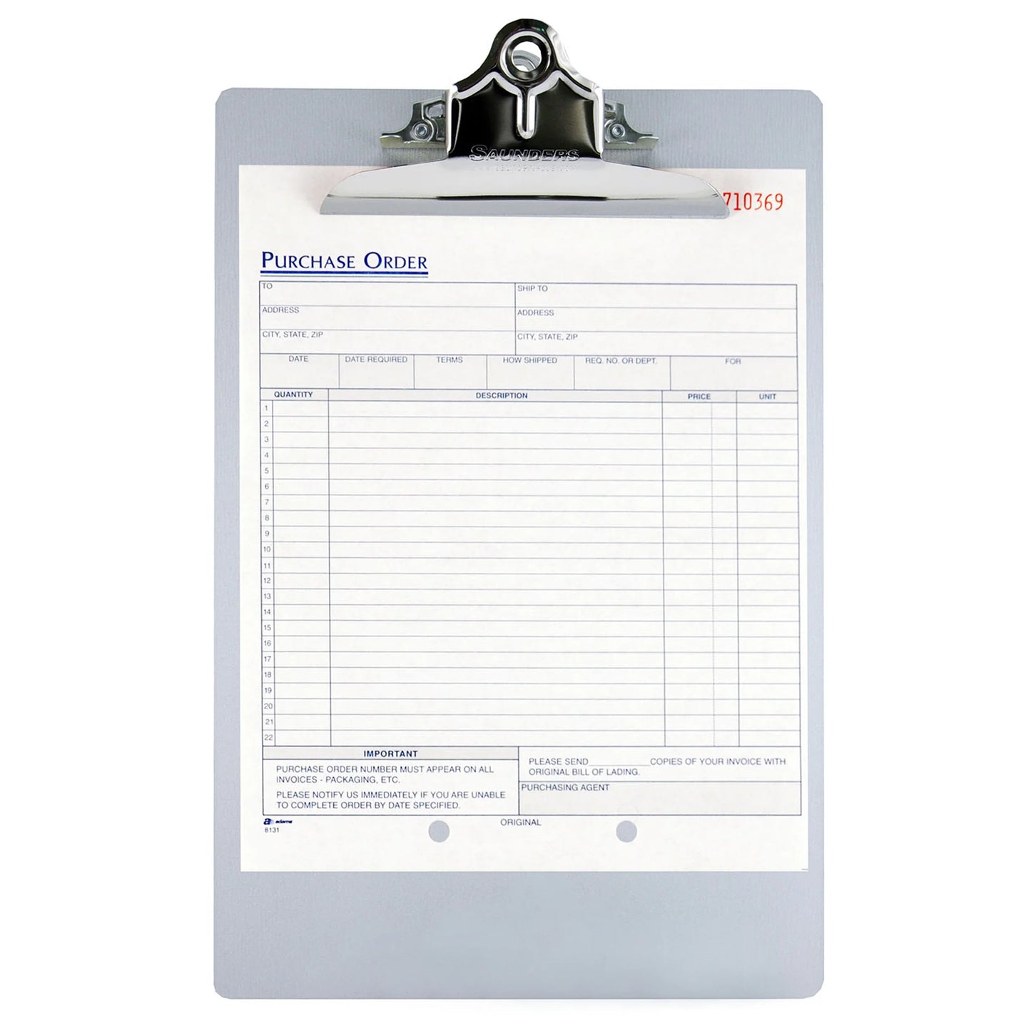 Recycled Aluminum Clipboard, A, High Capacity Clip, Letter, Silver