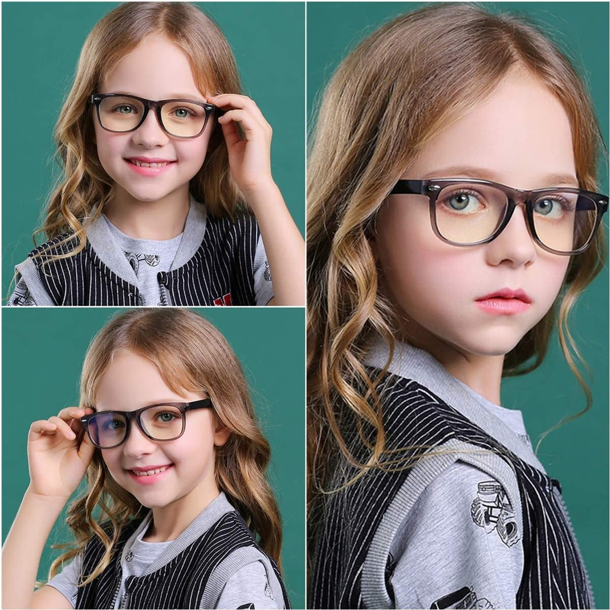 Kids Blue Light Blocking Glasses Girls Boys 2 Pack, Computer Video Gaming Glasses for Kids Girls Boys Age 3-10,Anti Blue Light & Headache (Transparent Black + Transparent)