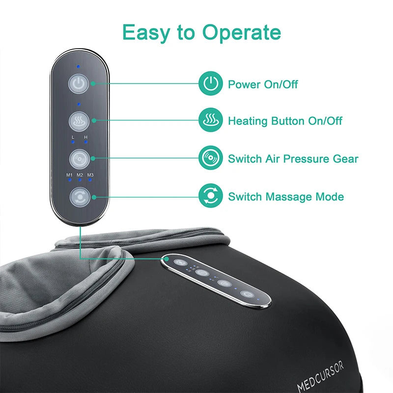 Foot Massager Heating Therapy Shiatsu Deep Kneading Roller Muscle Relaxation Pain Relief Electric Foot Massage Machine