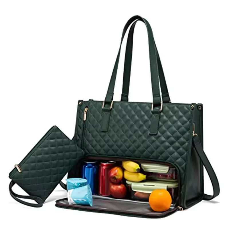 2 in 1 Portable Lunch Tote Bag for Women Multi Purpose Insulated Shoulder Pouch Makeup Durable Waterproof Outdoor Travel Bag
