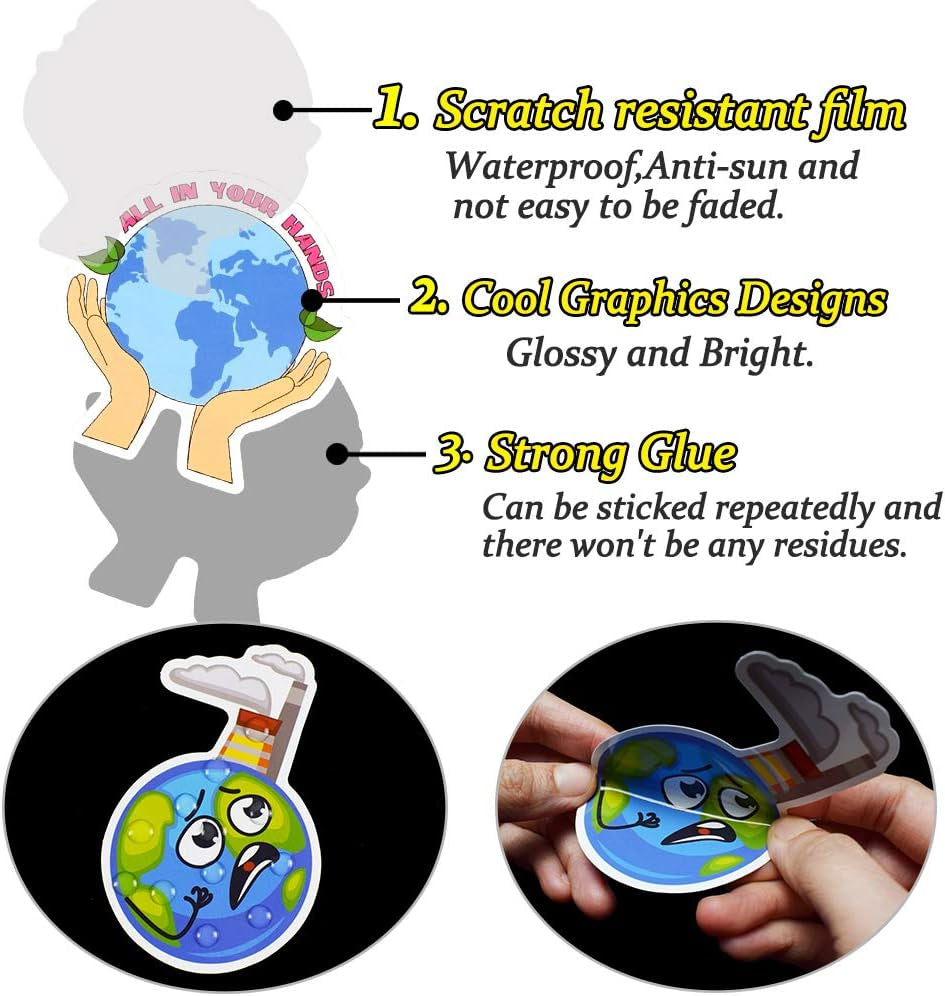 Earth Day Stickers for Kids Environmental Party Supplies Waterproof Vinyl Stickers Earth Day Decorations Gifts 50Pcs
