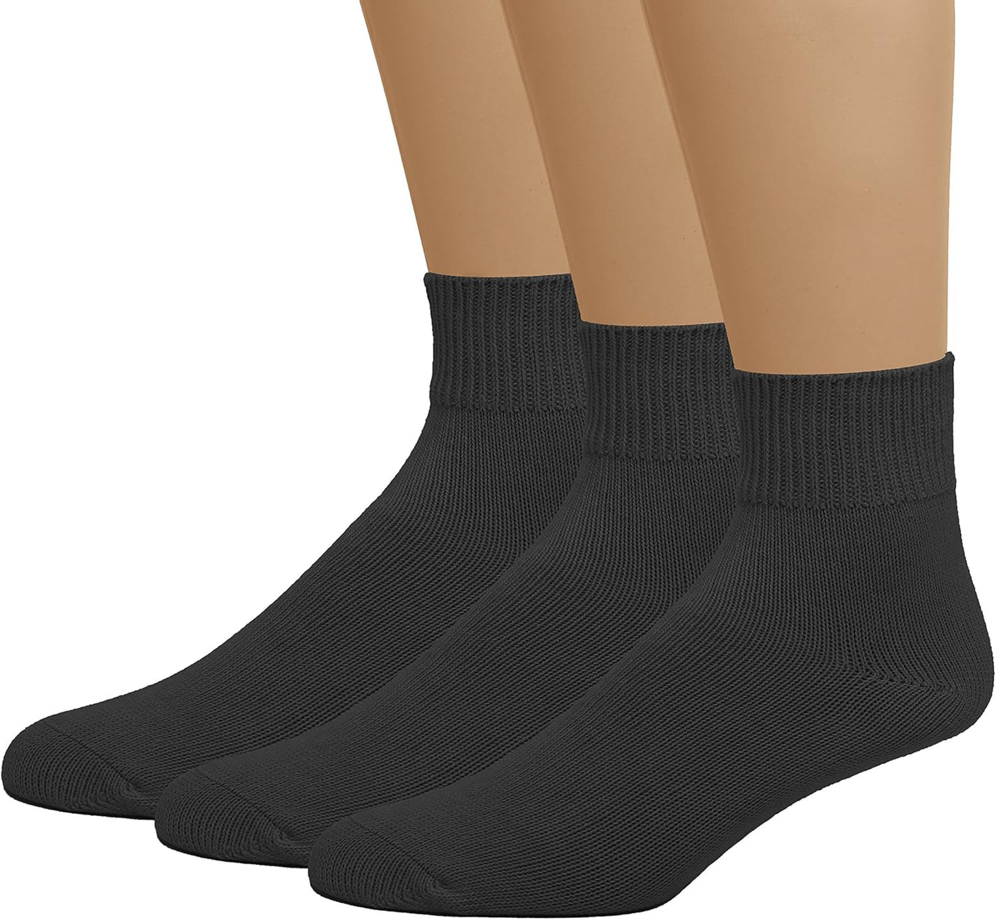 Classic Men'S Diabetic Non-Binding Ankle Socks 3-Pack (Big and Tall Available)