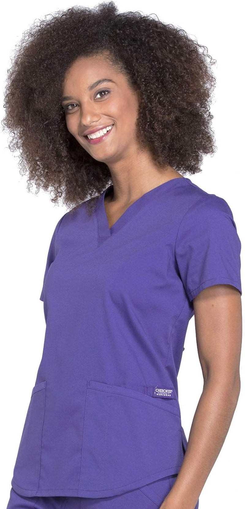 Workwear Professionals Women Scrubs Top V-Neck plus Size WW665, 5XL, Grape