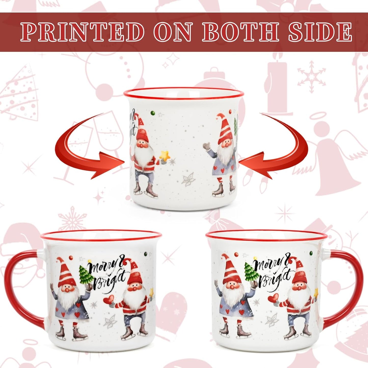 Christmas Mugs, Christmas Mugs Set of 4, Holiday Mugs, Christmas Coffee Mugs, Ch