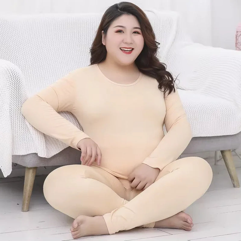 Women'S plus Size Thermal Underwear Set Brush Lining Long Johns Suit Warm Base Layer Underscrubs for Winter