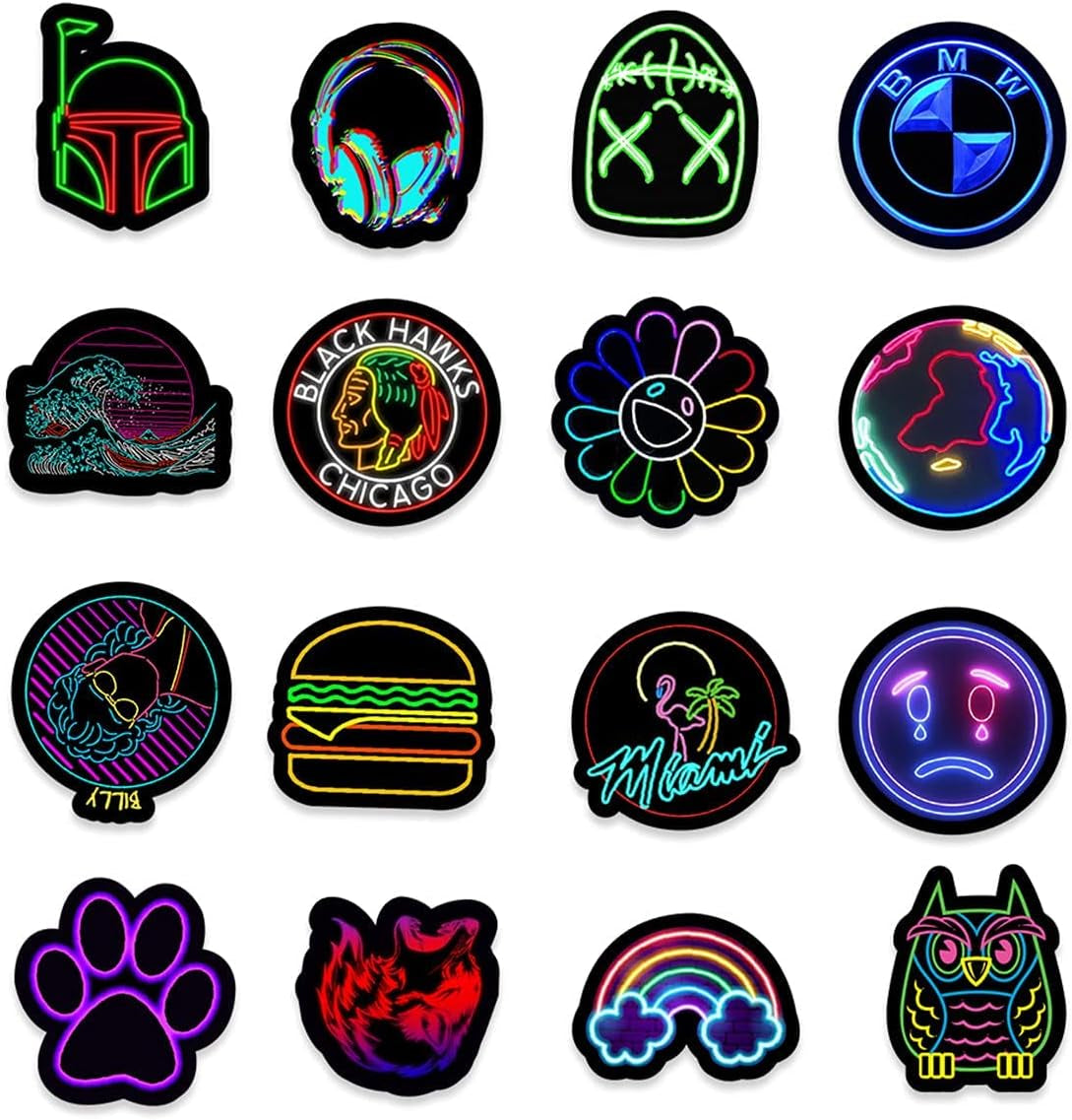 200 Neon Sticker Pack Waterproof Stickers Notebook Stickers Skateboard Stickers Water Bottle Stickers Vinyl Stickers Teen Stickers Kids Stickers
