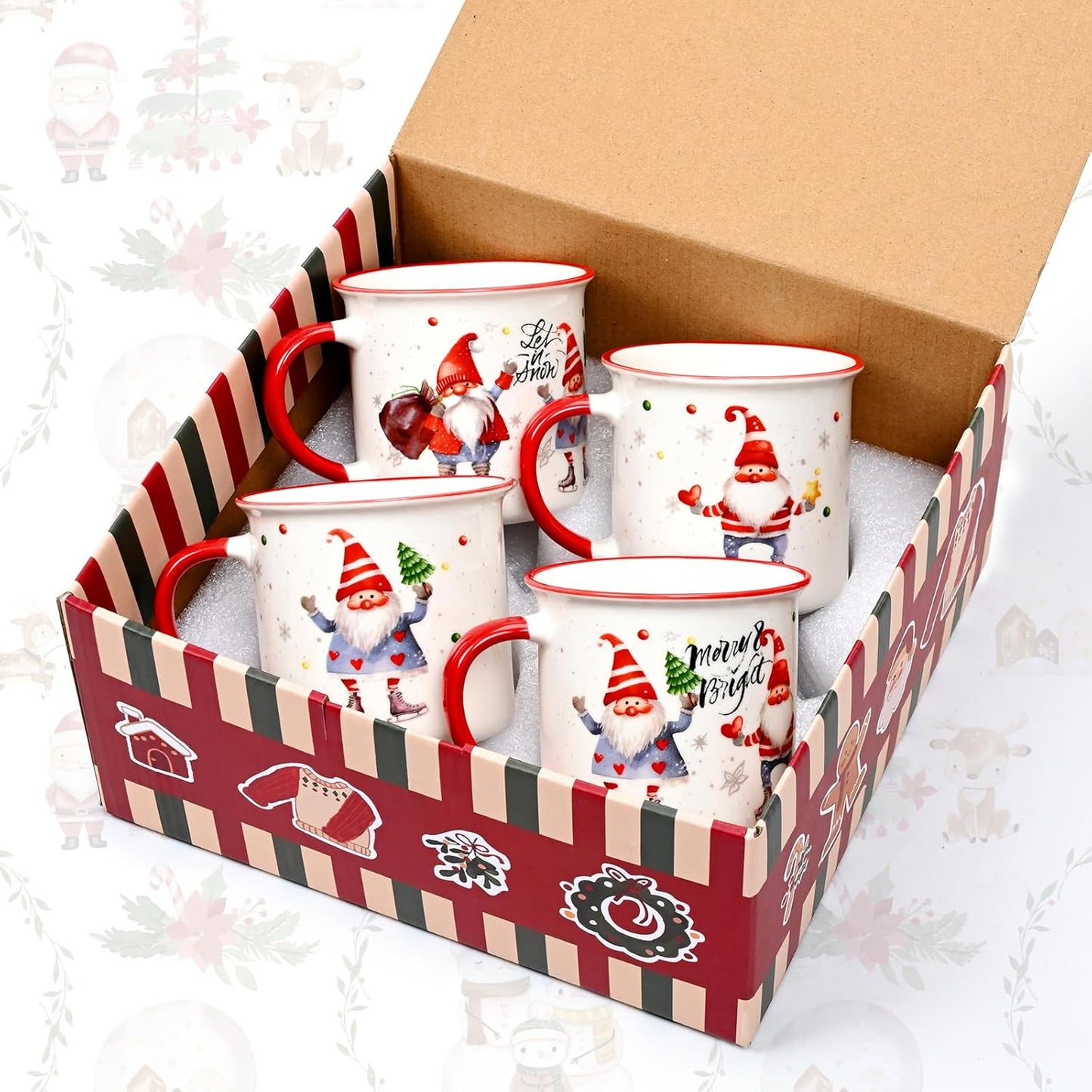 Christmas Mugs, Christmas Mugs Set of 4, Holiday Mugs, Christmas Coffee Mugs, Ch