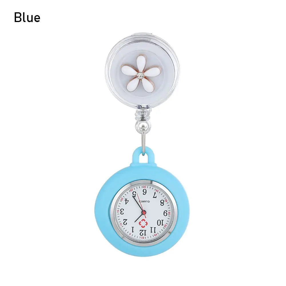 Nurse Doctor Retractable Pocket Watches Hospital Medical Women Men Retractable Reel Id Badge Glass Office Working Clip Watches