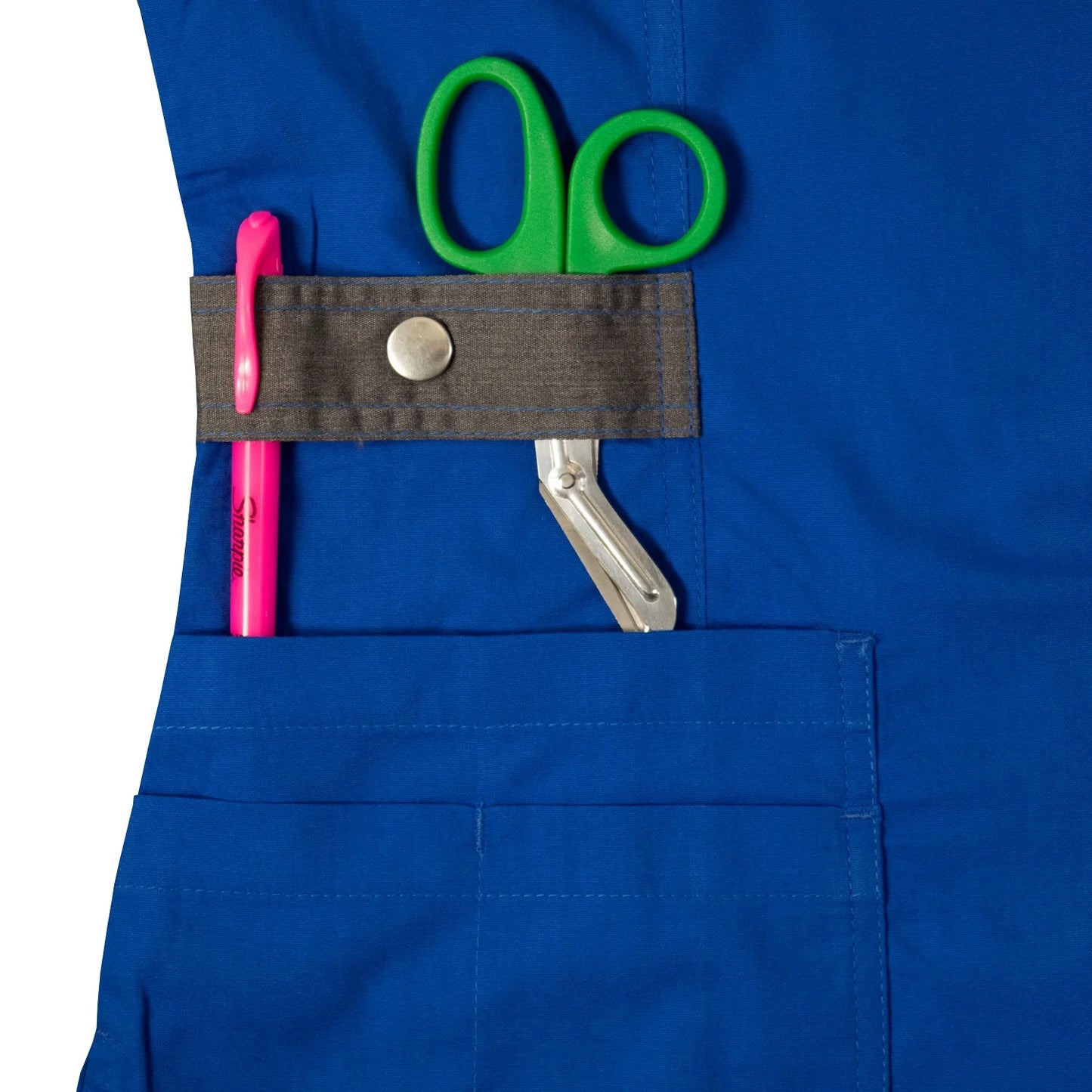Women'S Scrub Set with 12 Pockets, Silver Snap Detail & Contrast Trim