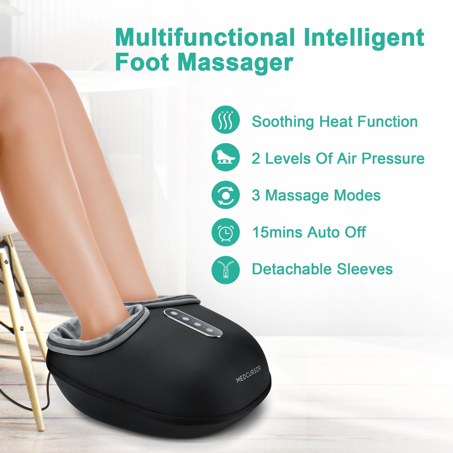 Shiatsu Foot Massager Machine with Heat Roller Muscle Relaxation Pain Relief Electric Fully Wrapped Foot Massage