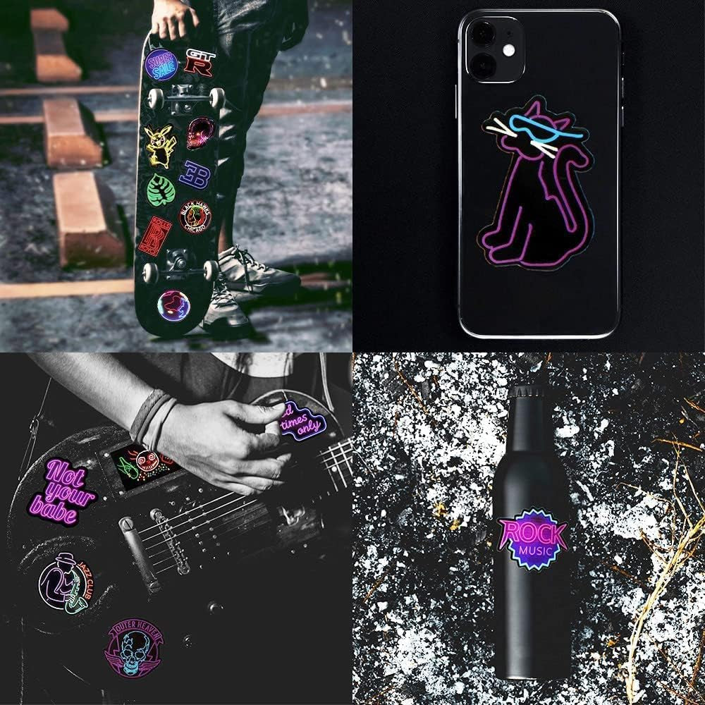 200 Neon Sticker Pack Waterproof Stickers Notebook Stickers Skateboard Stickers Water Bottle Stickers Vinyl Stickers Teen Stickers Kids Stickers