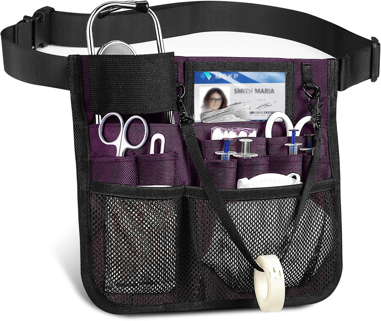 Nursing Organizer Belt, Nurse Fanny Pack with Tape Holder, Multi Compartment Medical Pack Pocket | Nurse Apron Hip Bag for Stethoscopes, Bandage Scissors and Other Medical Supplies, Purple