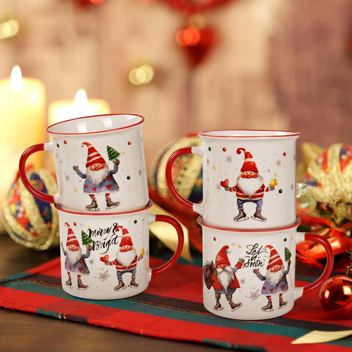 Christmas Mugs, Christmas Mugs Set of 4, Holiday Mugs, Christmas Coffee Mugs, Ch