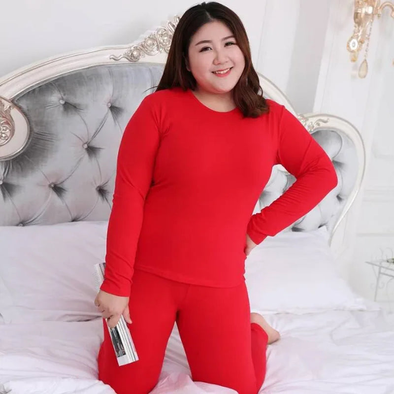 Women'S plus Size Thermal Underwear Set Brush Lining Long Johns Suit Warm Base Layer Underscrubs for Winter