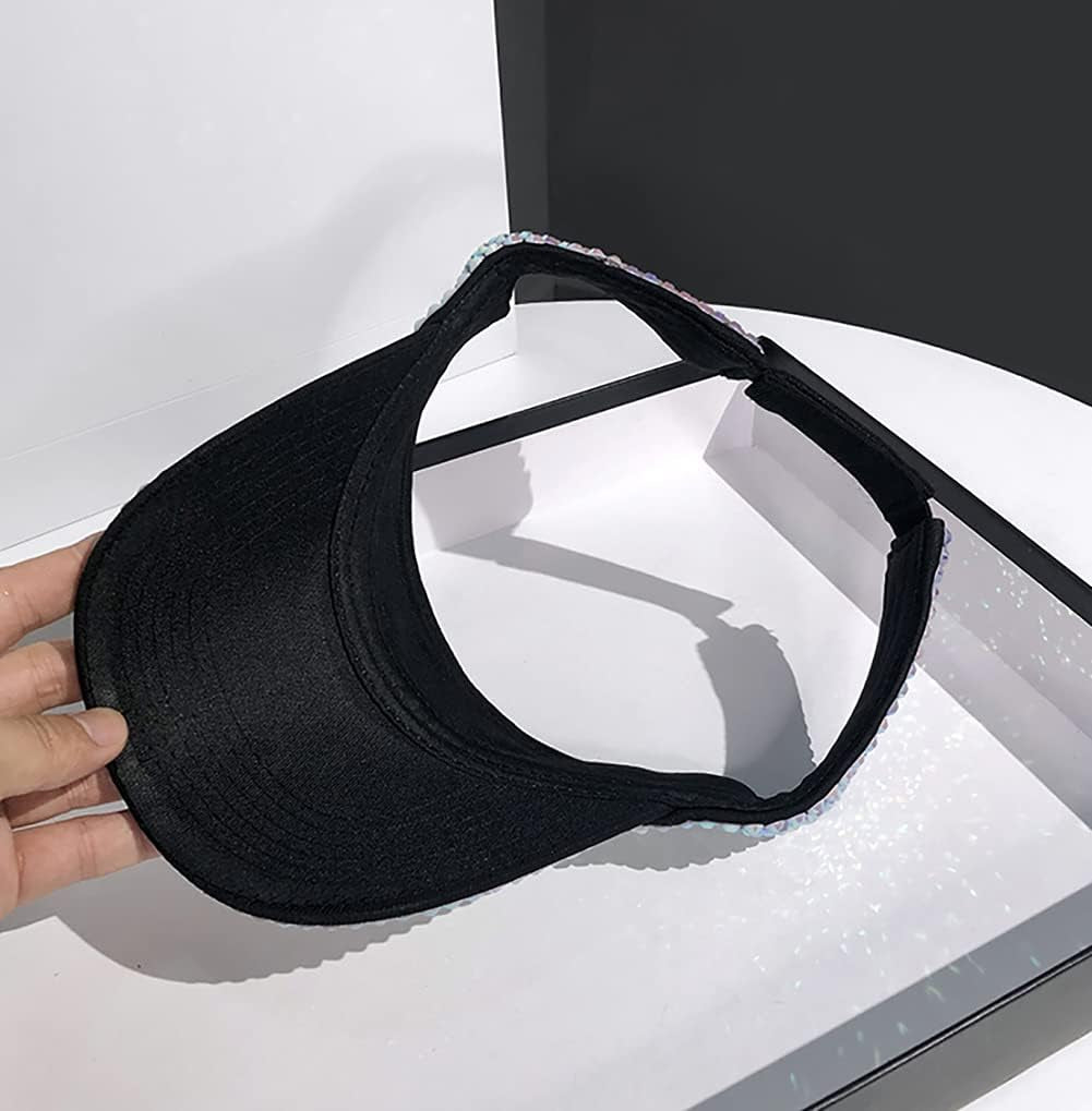 Shiny Rhinestones Sport Sun Visor Adjustable Summer Cap Visor Caps for Women Men