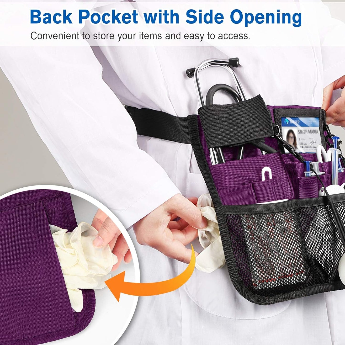 Nursing Organizer Belt, Nurse Fanny Pack with Tape Holder, Multi Compartment Medical Pack Pocket | Nurse Apron Hip Bag for Stethoscopes, Bandage Scissors and Other Medical Supplies, Purple