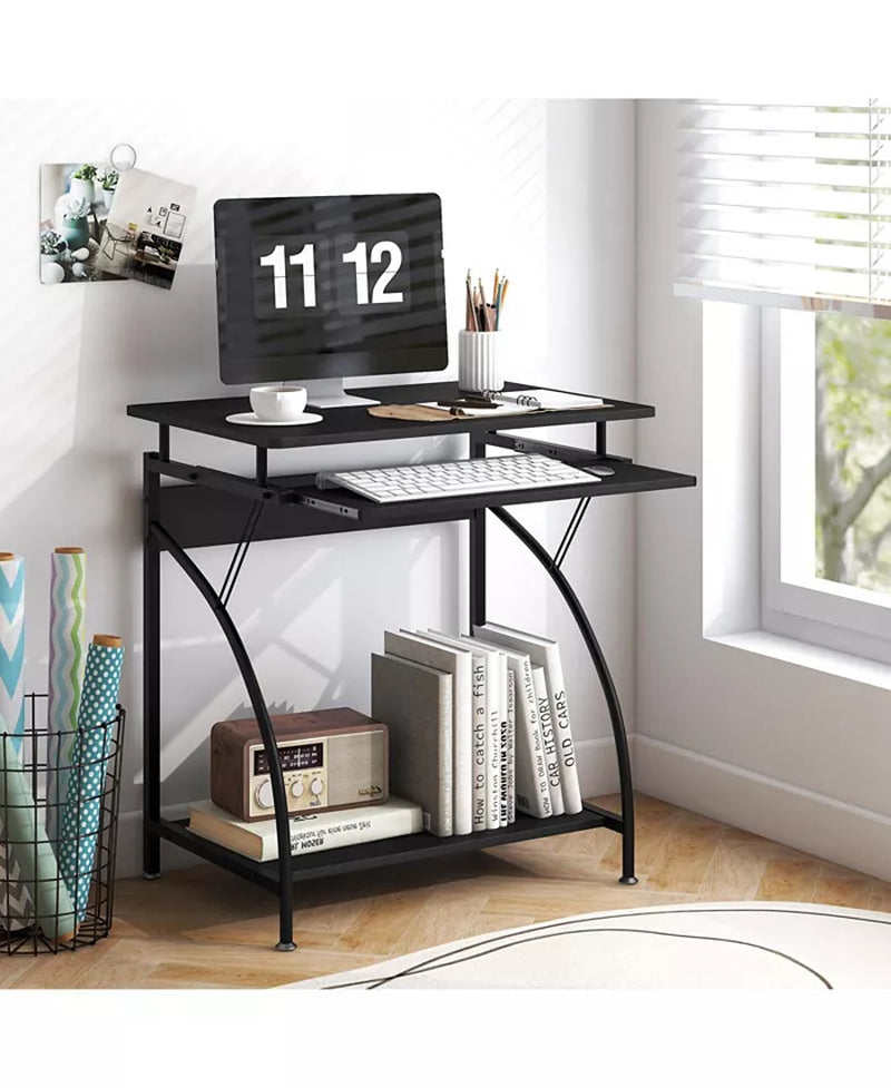 27.5 Inch Laptop Table Computer Desk for Small Spaces with Pull-Out Keyboard Tray