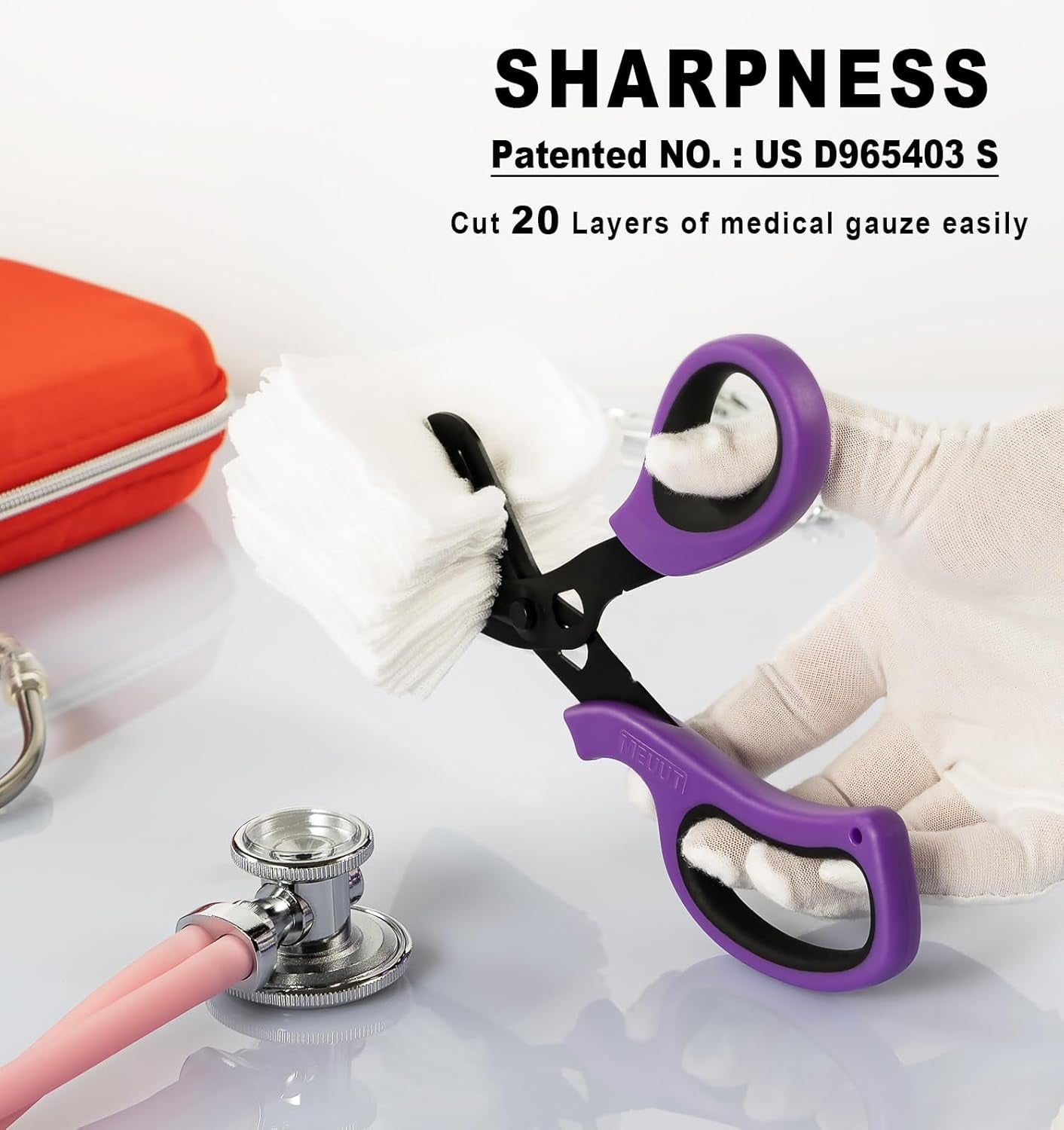 3 Pack Medical Scissors and Penlights for Nurses with Four Batteries-One 8" Patented Trauma Scissor Bandage Scissor Two LED Pen Lights for Nurse Doctor EMT First Aid