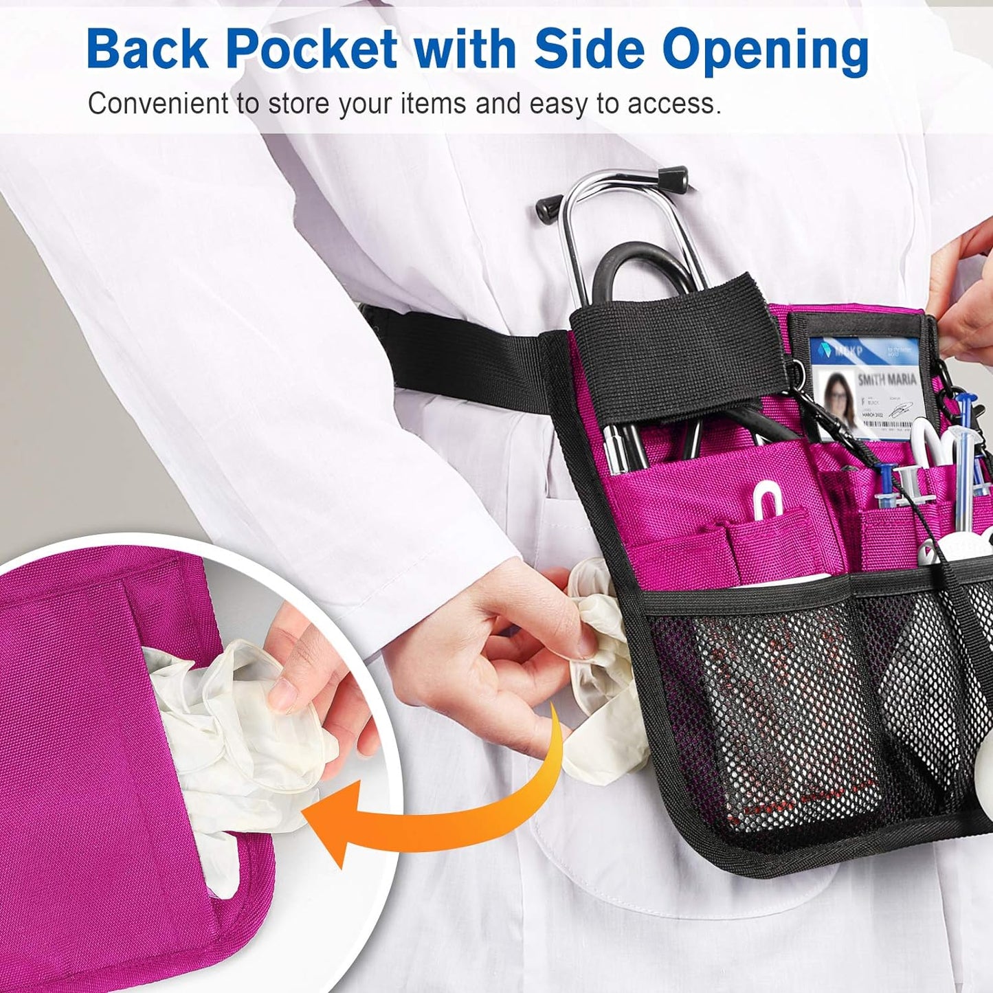 Nursing Organizer Belt, Nurse Fanny Pack with Tape Holder, Multi Compartment Medical Pack Pocket | Nurse Apron Hip Bag for Stethoscopes, Bandage Scissors and Other Medical Supplies, Magenta