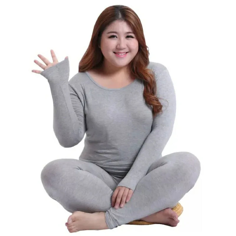 Women'S plus Size Thermal Underwear Set Brush Lining Long Johns Suit Warm Base Layer Underscrubs for Winter
