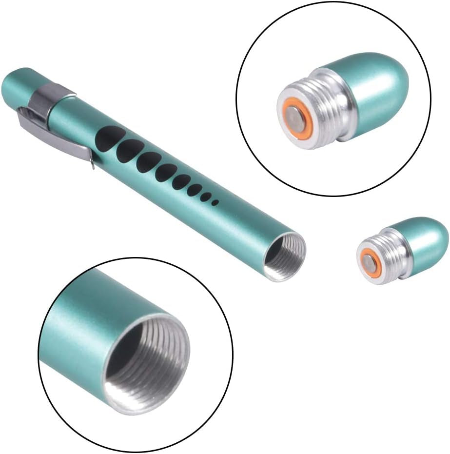 Medical Pen Light for Nurse Doctor, Reusable LED Medical Penlight Flashlight with Pupil Gauge and Ruler, White Light, Teal
