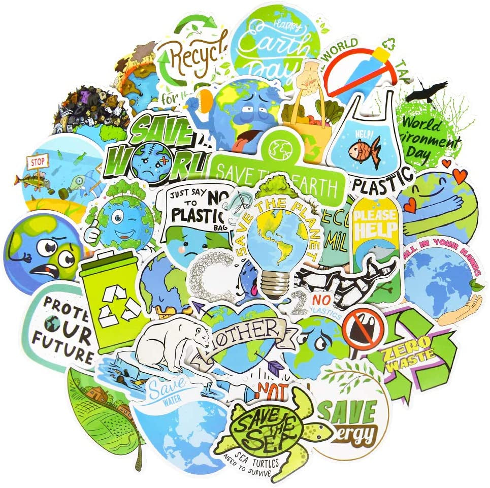 Earth Day Stickers for Kids Environmental Party Supplies Waterproof Vinyl Stickers Earth Day Decorations Gifts 50Pcs