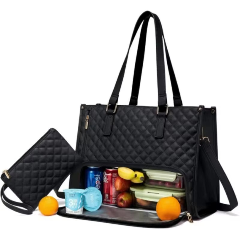 2 in 1 Portable Lunch Tote Bag for Women Multi Purpose Insulated Shoulder Pouch Makeup Durable Waterproof Outdoor Travel Bag