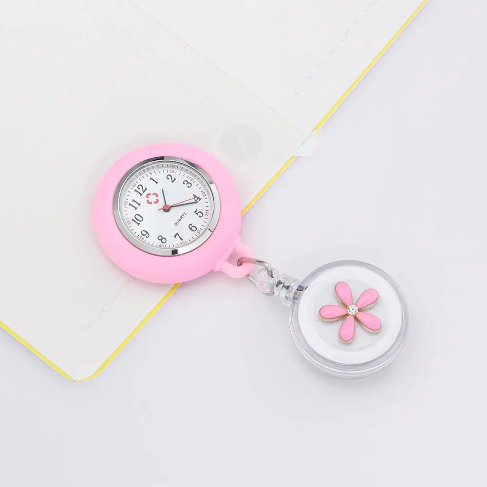 Nurse Doctor Retractable Pocket Watches Hospital Medical Women Men Retractable Reel Id Badge Glass Office Working Clip Watches