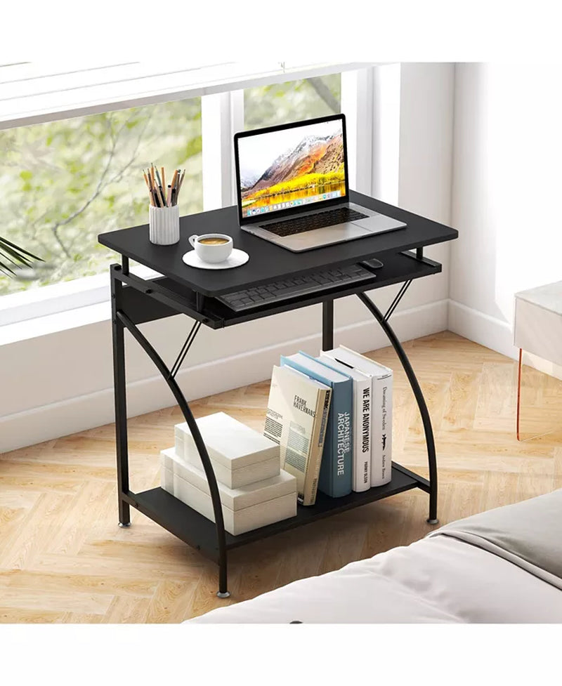27.5 Inch Laptop Table Computer Desk for Small Spaces with Pull-Out Keyboard Tray