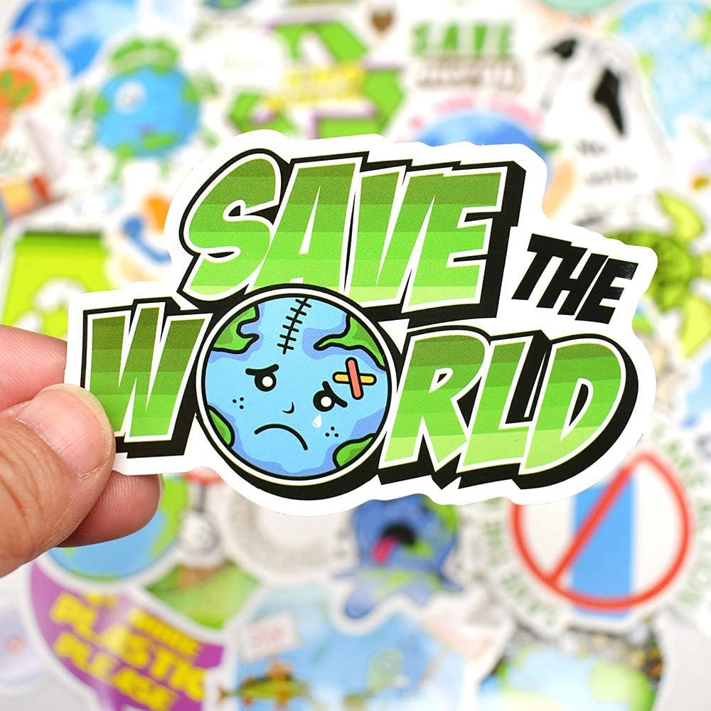 Earth Day Stickers for Kids Environmental Party Supplies Waterproof Vinyl Stickers Earth Day Decorations Gifts 50Pcs