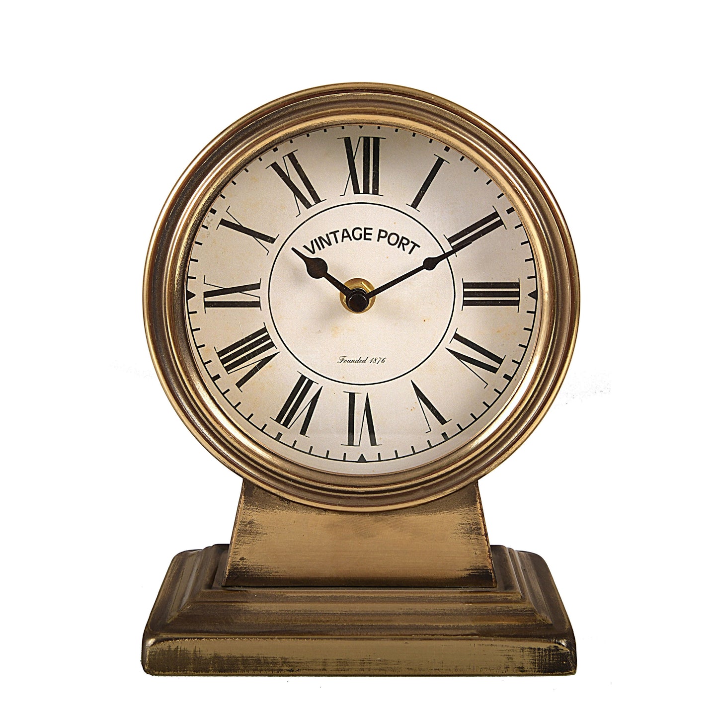 3.62" Quartz Gold Metal Tabletop Clock