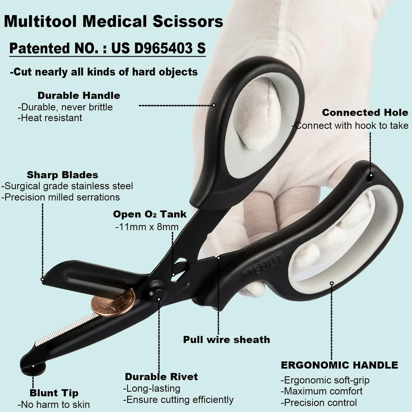 3 Pack Medical Scissors and Penlights for Nurses –First Aid Kits with Two Medical Pen Lights Four Batteries, One 8 Inches Ergonomical Bandage Scissors Trauma Shears for Medical Supplies