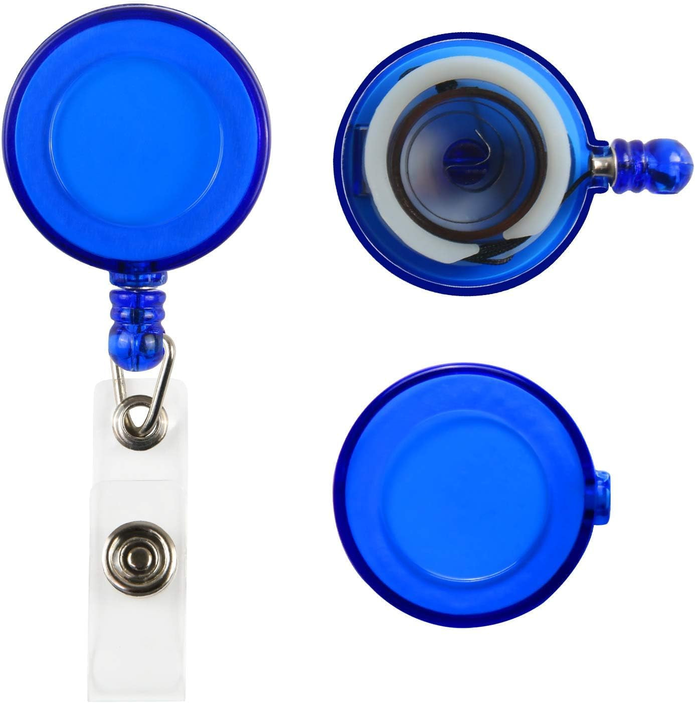 30 Pcs Blue Retractable Badge Reels Badge Holders Reels Clip for ID Badge Holders