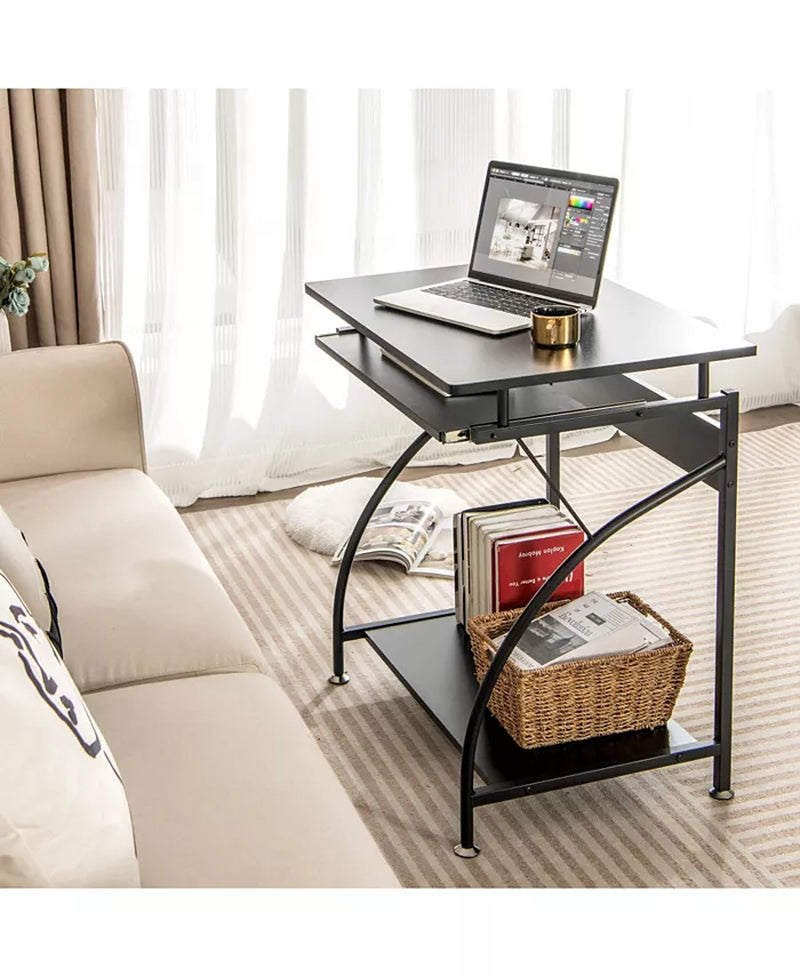 27.5 Inch Laptop Table Computer Desk for Small Spaces with Pull-Out Keyboard Tray