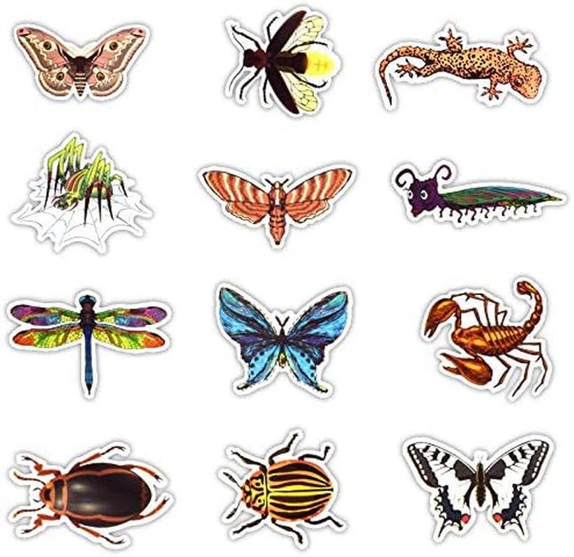 50 Pcs Luggage Stickers Laptops Stickers Skateboard Stickers Scrapbooking Stickers Phone Stickers Guitar Stickers Bicycle Bike Stickers(Insect)