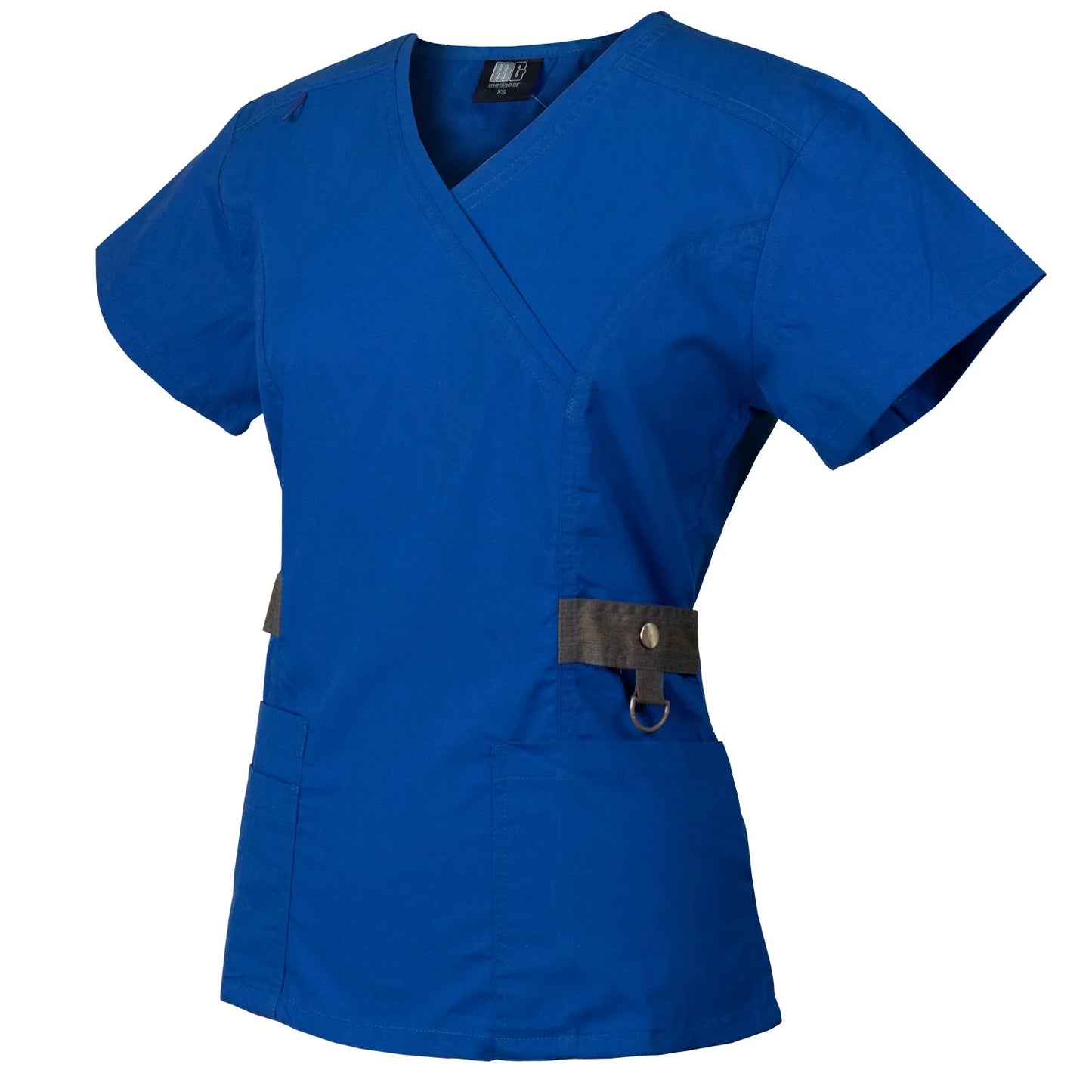 Women'S Scrub Set with 12 Pockets, Silver Snap Detail & Contrast Trim
