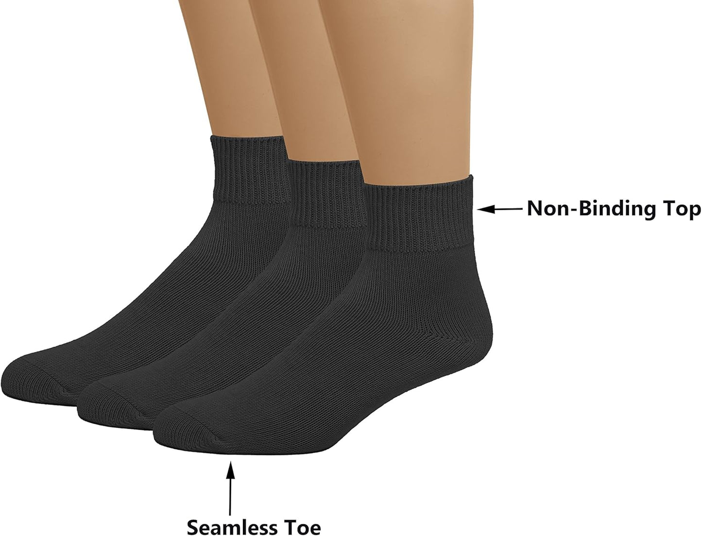 Classic Men'S Diabetic Non-Binding Ankle Socks 3-Pack (Big and Tall Available)