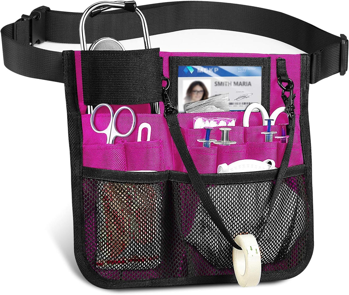 Nursing Organizer Belt, Nurse Fanny Pack with Tape Holder, Multi Compartment Medical Pack Pocket | Nurse Apron Hip Bag for Stethoscopes, Bandage Scissors and Other Medical Supplies, Magenta