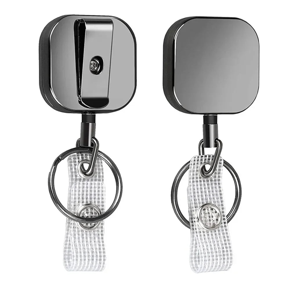 Retractable Metal Wire Keychain Pull Badge Reel ID Lanyard Name Tag Card Badge Holder Reels Recoil Chain Clips Outdoor Key Ring