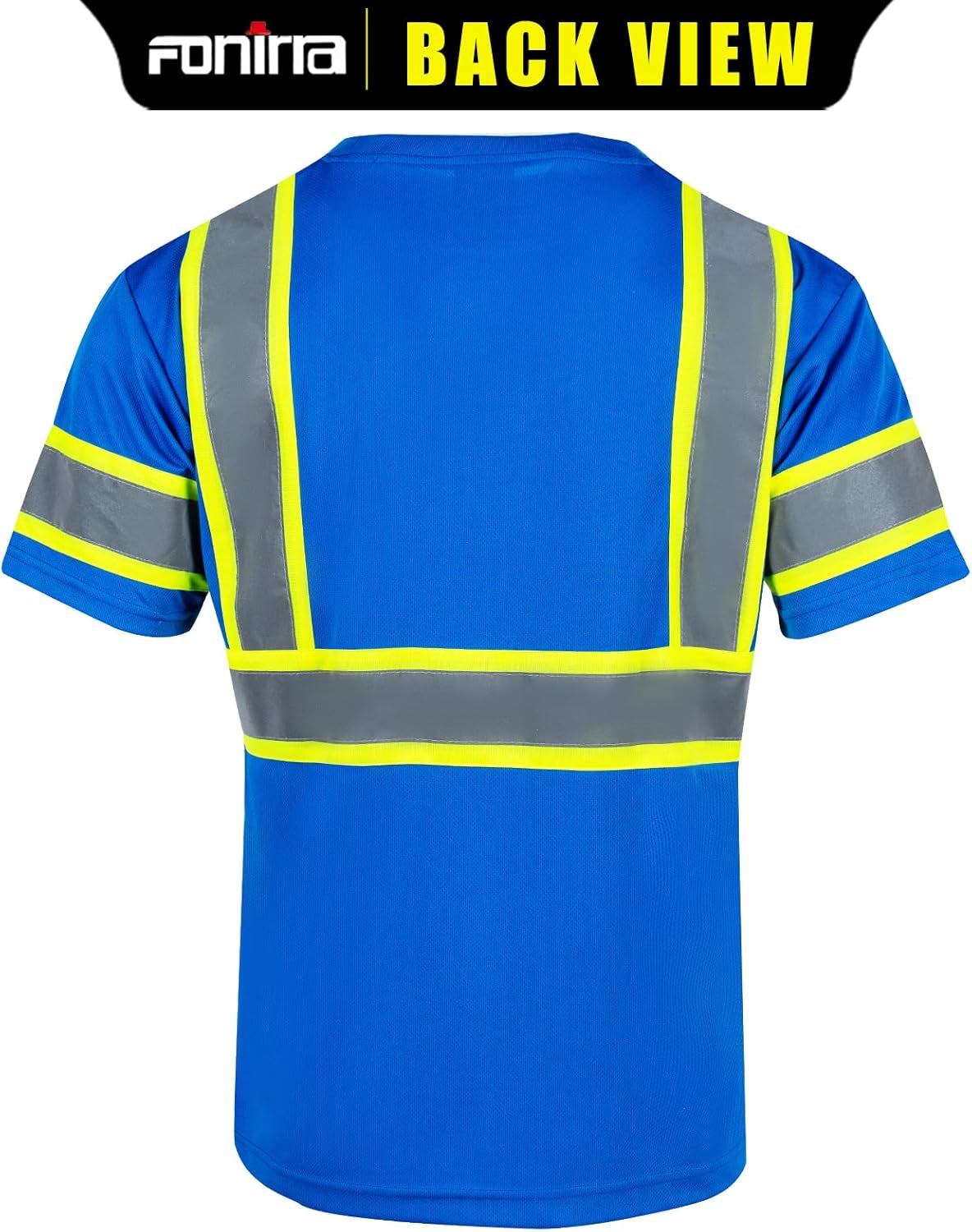 Safety Reflective High Visibility Shirt for Men ANSI Class 3 Hi Vis Construction Work Shirts with Short Sleeve(Blue,L)
