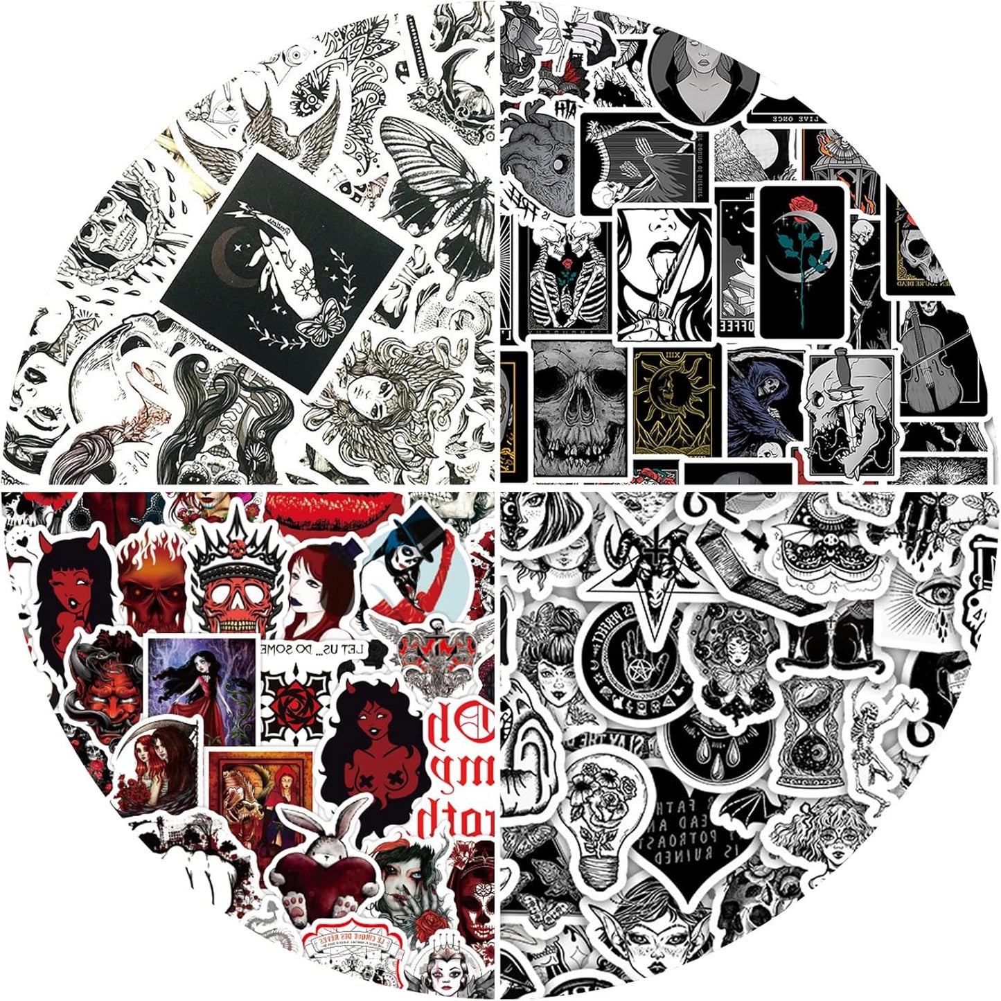 200PCS Halloween Stickers Gothic Skull Sticker for Adults Meme/Horror/Witchy Stickers for Hydro Flask/Laptop/Skateboard/Water Bottles/Computer/Phone
