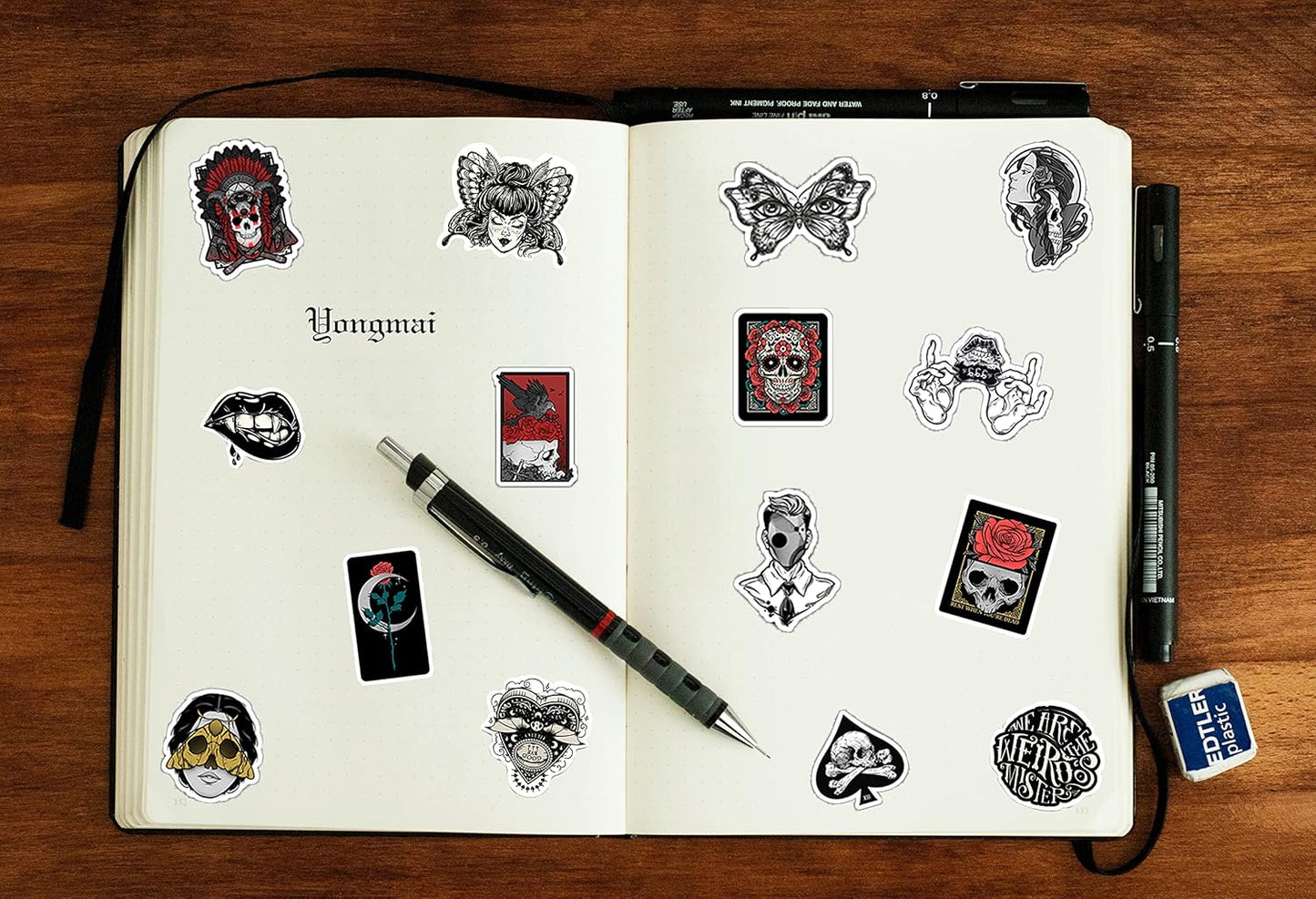200PCS Halloween Stickers Gothic Skull Sticker for Adults Meme/Horror/Witchy Stickers for Hydro Flask/Laptop/Skateboard/Water Bottles/Computer/Phone