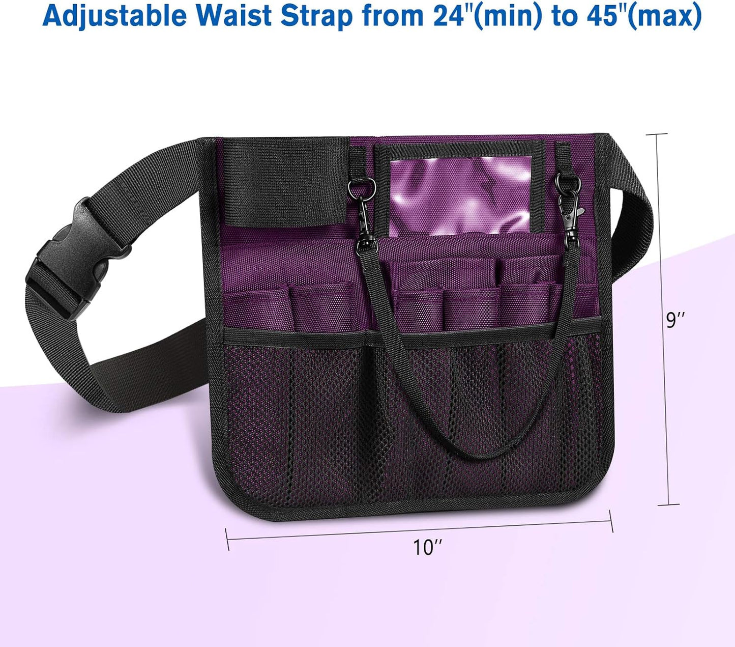 Nursing Organizer Belt, Nurse Fanny Pack with Tape Holder, Multi Compartment Medical Pack Pocket | Nurse Apron Hip Bag for Stethoscopes, Bandage Scissors and Other Medical Supplies, Purple