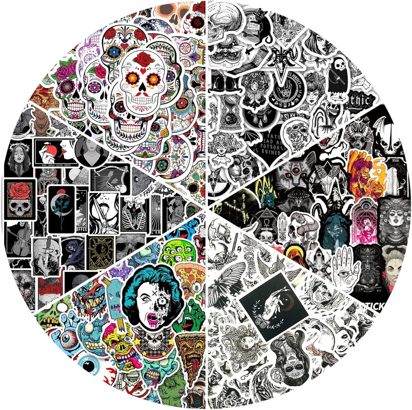 350PCS Halloween Stickers Gothic Skull Sticker for Adults Meme/Horror/Witchy Stickers for Hydro Flask/Laptop/Skateboard/Water Bottles/Computer/Phone