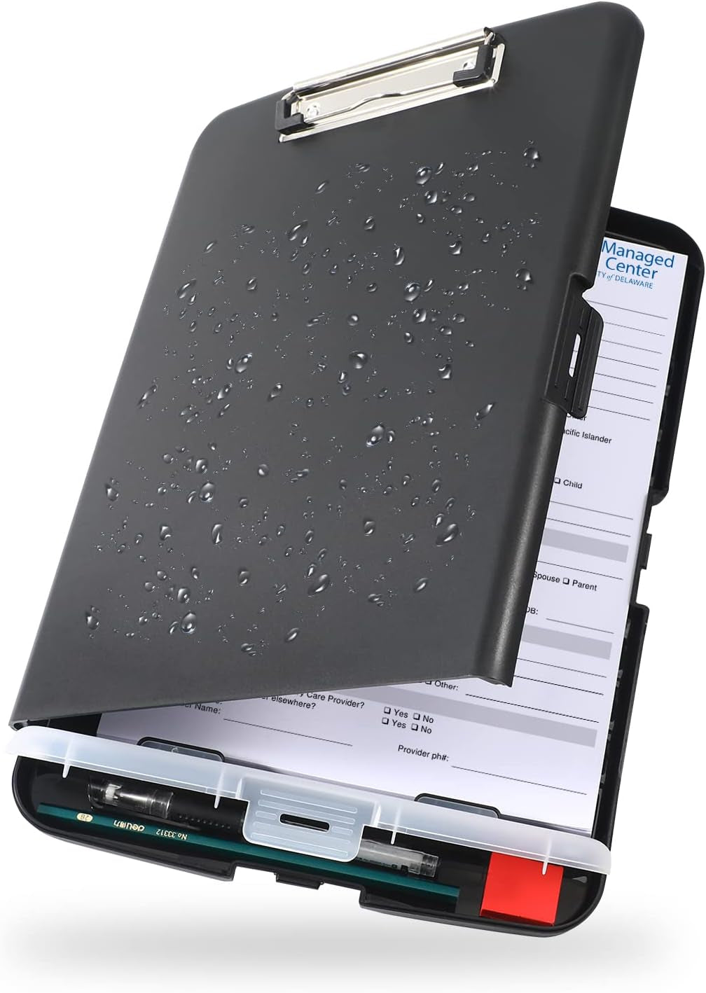 Clipboard with Storage, Large Capacity Nursing Clipboards with Low Profile Clip,
