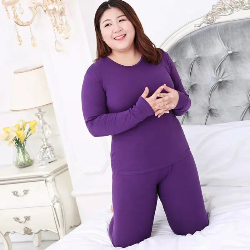 Women'S plus Size Thermal Underwear Set Brush Lining Long Johns Suit Warm Base Layer Underscrubs for Winter