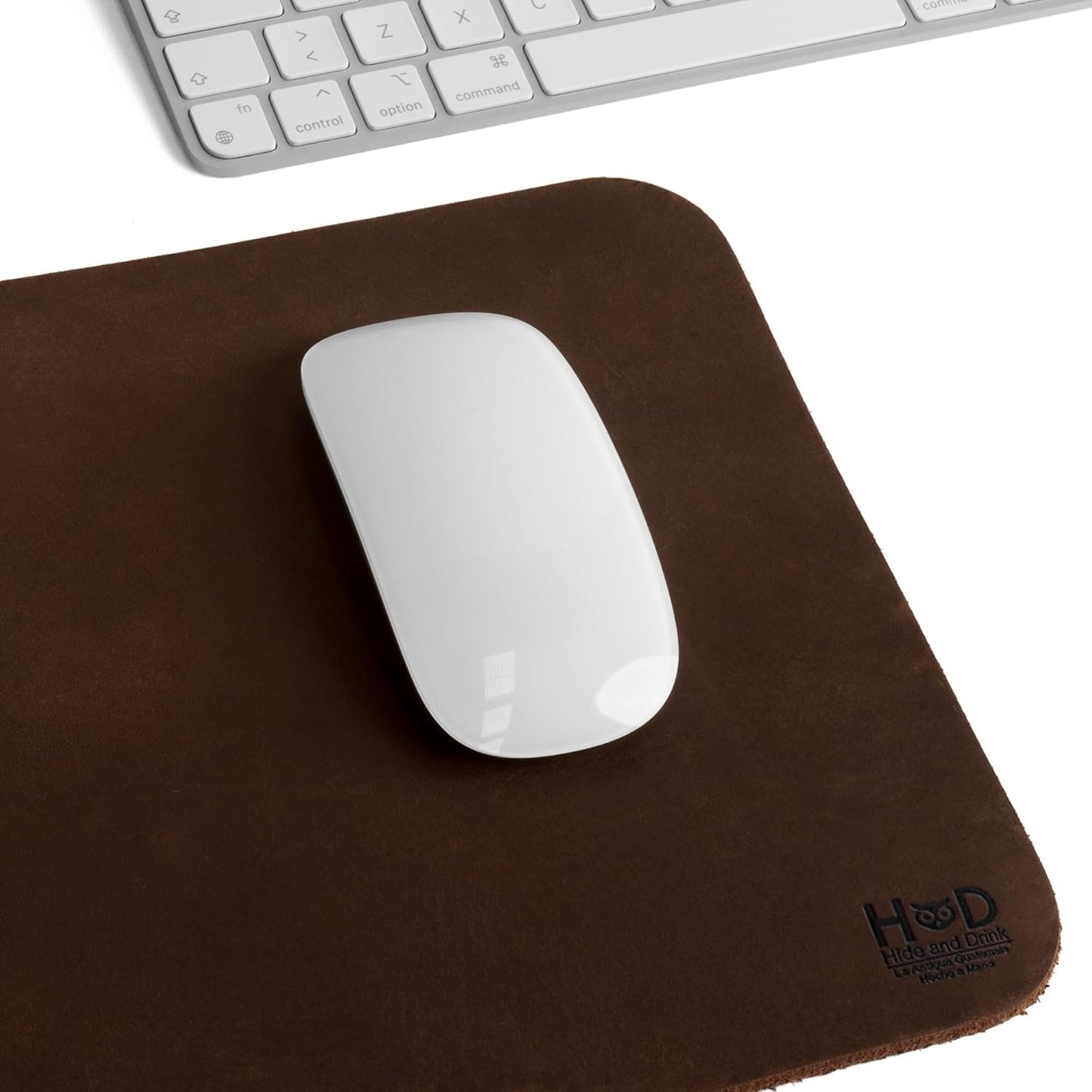Genuine Leather Mouse Pad, anti Slip Leather Mousepad for Gaming, for Apple Magic Mouse & PC, Ergonomic Non Slip Base, Brown & Black Large Mat Pads for Desk, Computer Mousepads for Men